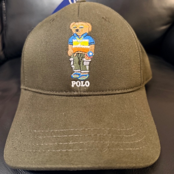 UNISEX POLO RALPH LAUREN CLASSIC TWILL GREEN BEAR SPORT CAP - Picture 4 of 4